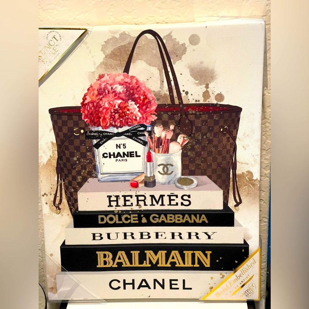 Wall Art Decor Instinct By Art Remedy Fashion Louis Vuitton Bag & Books👜 📚NWT